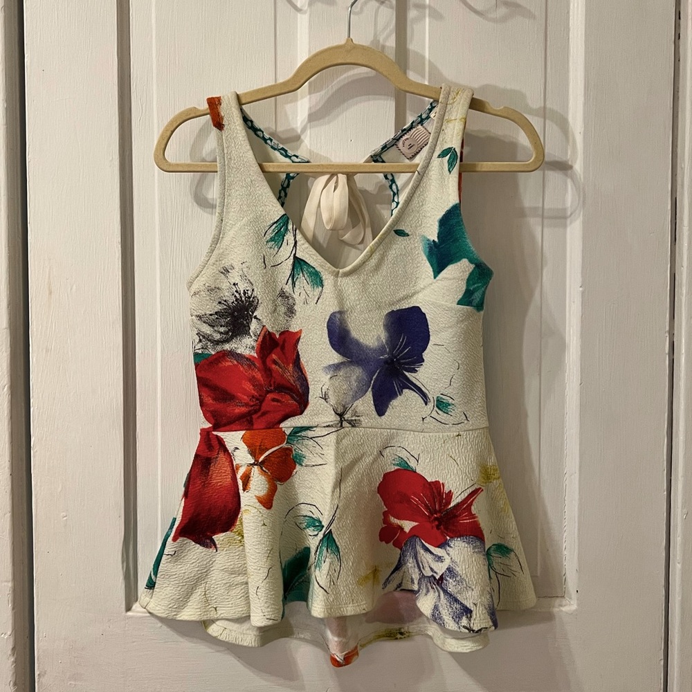 Anthropologie Peplum Blouse with Tie Back